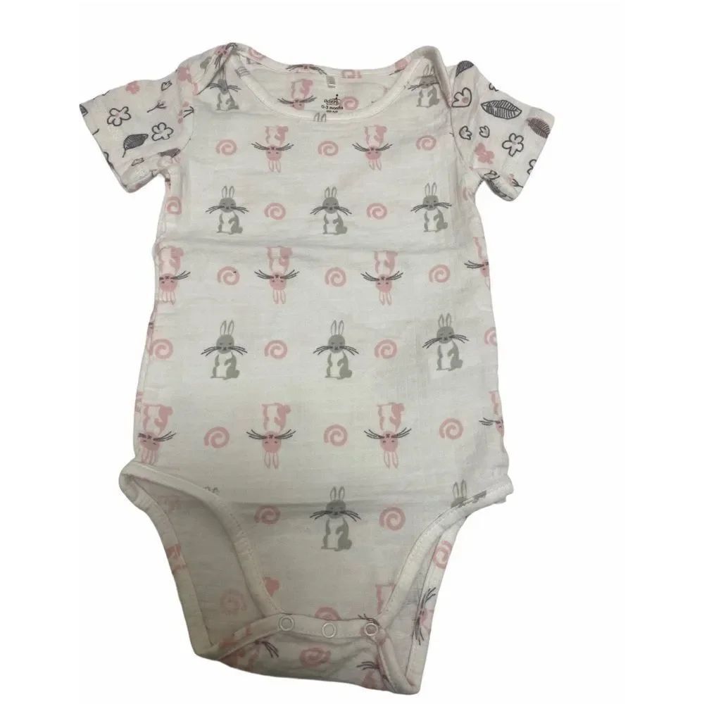 Aden & Anais Gray & Pink Bunny Onesie